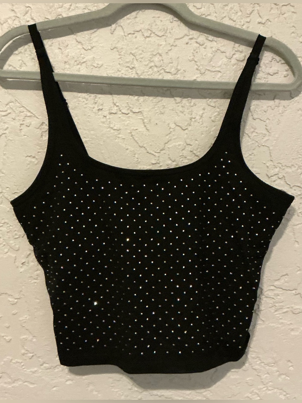 PINK Victoria's Secret Black Rhinestone Cropped Tank